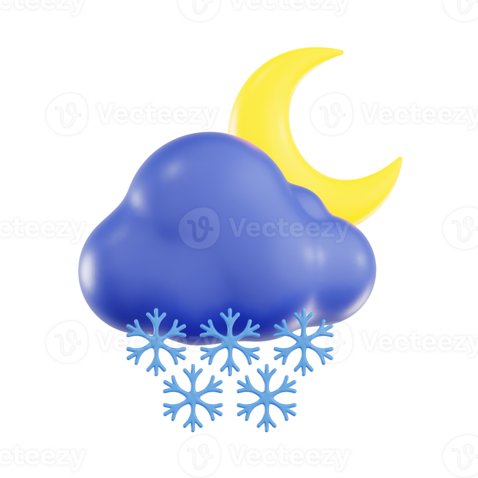 Snowfall with Crescent Moon and Snowflakes png