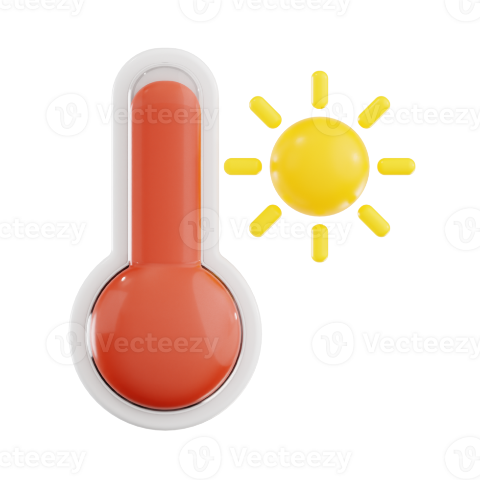 Hot Thermometer with Sun Icon png