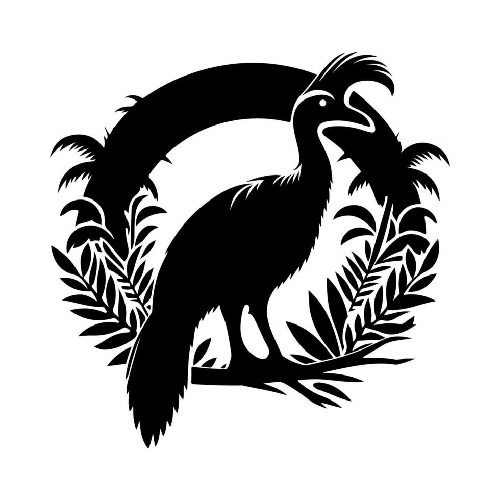 a black and white logo of a bird with leaves vector