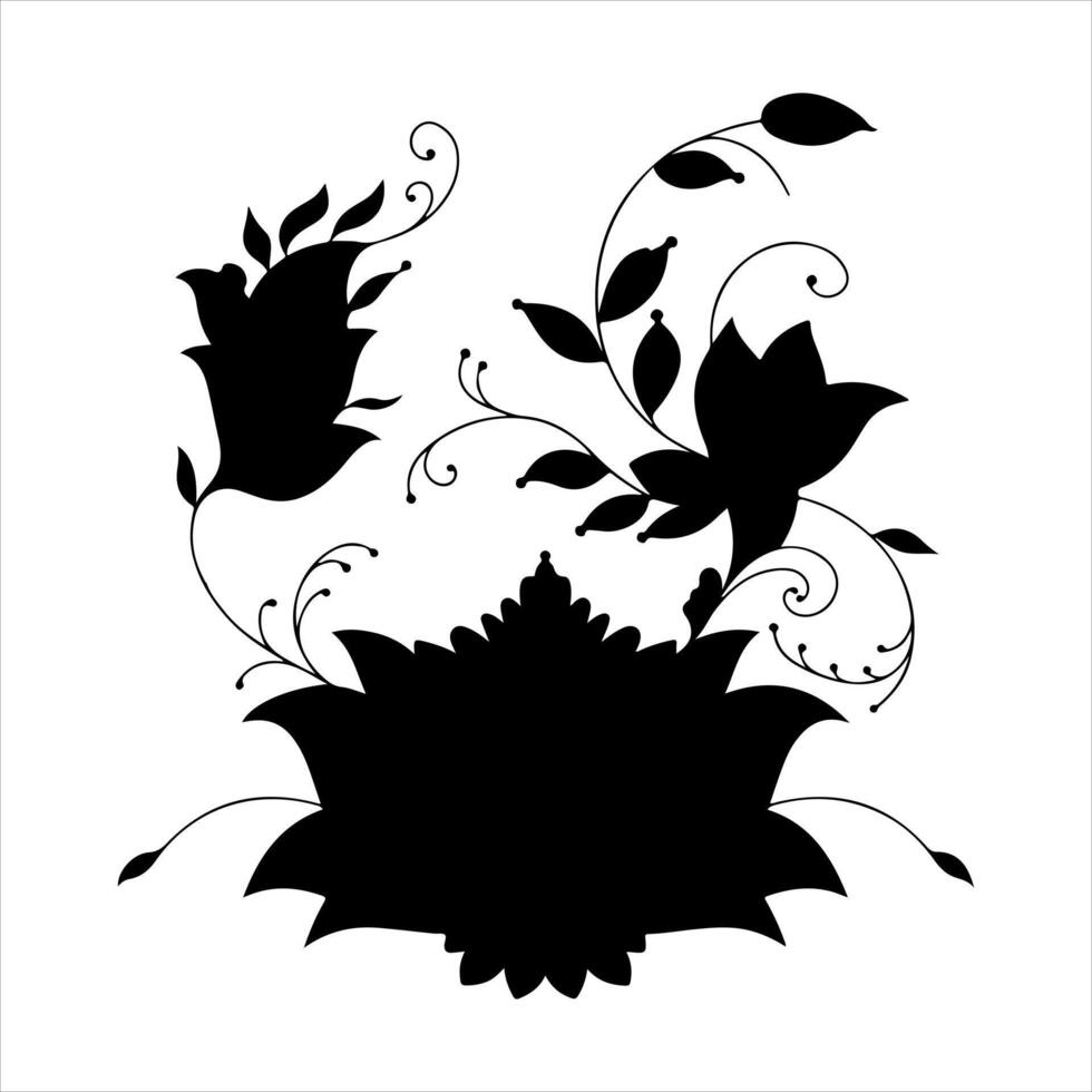 black and white floral design on white background vector