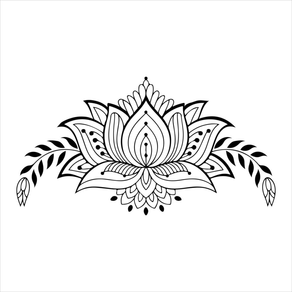 a black and white drawing of a lotus flower vector