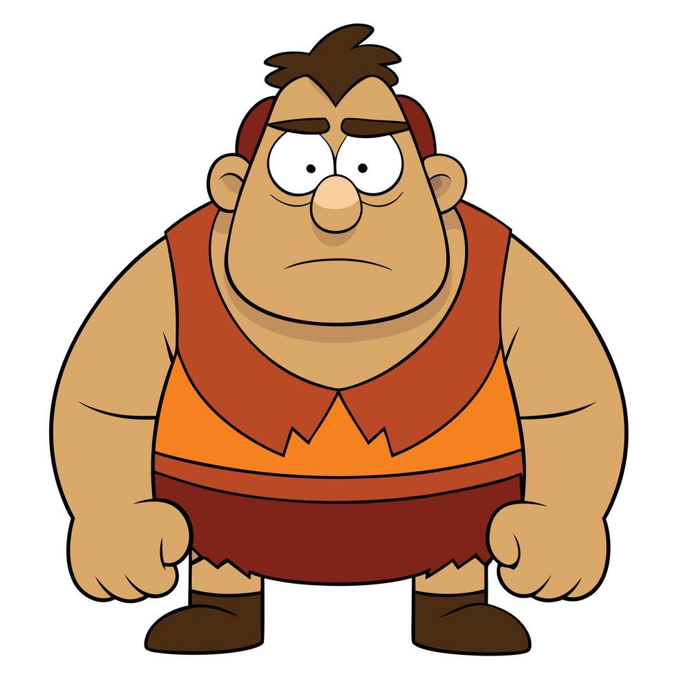 Cartoon illustration of a stout caveman character in stone age attire vector