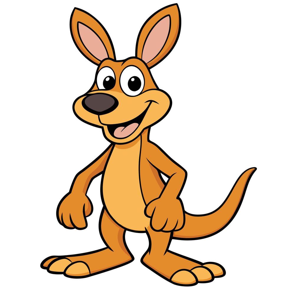 Smiling cartoon kangaroo illustration mascot character wildlife animal drawing vector