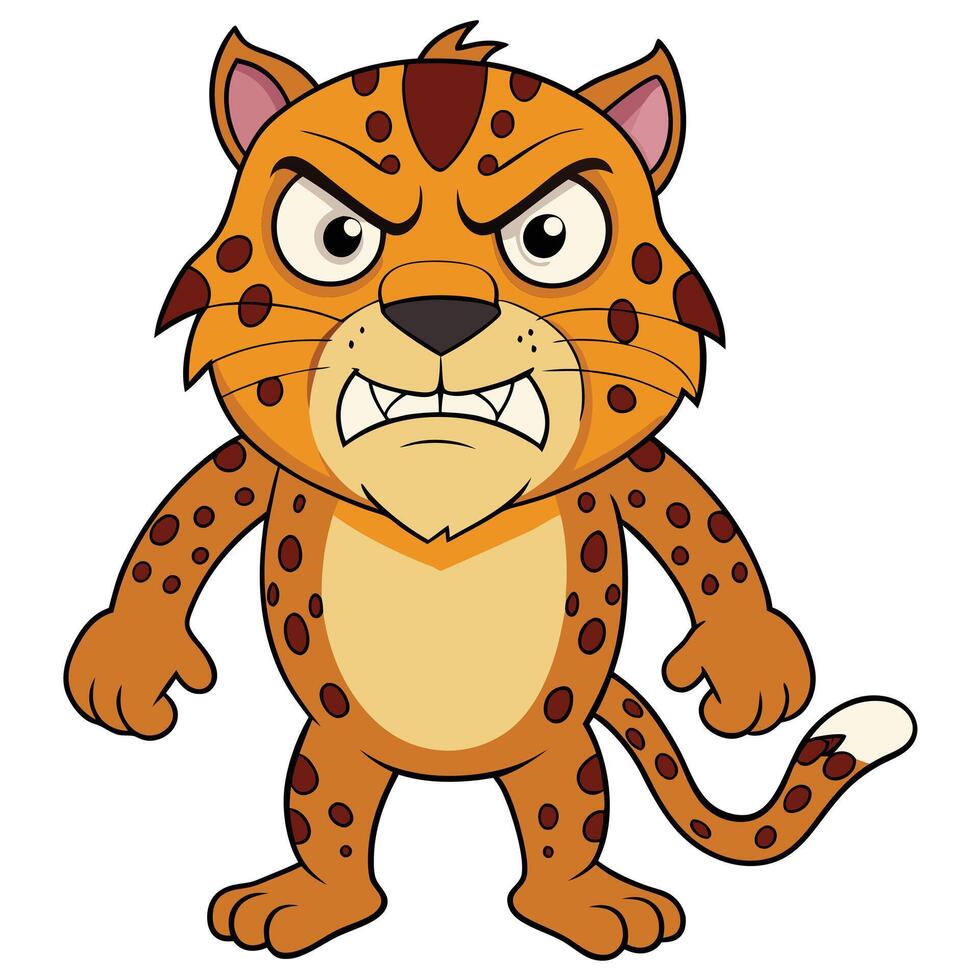 Cartoon illustration of an angry leopard character with spots and gritted teeth vector