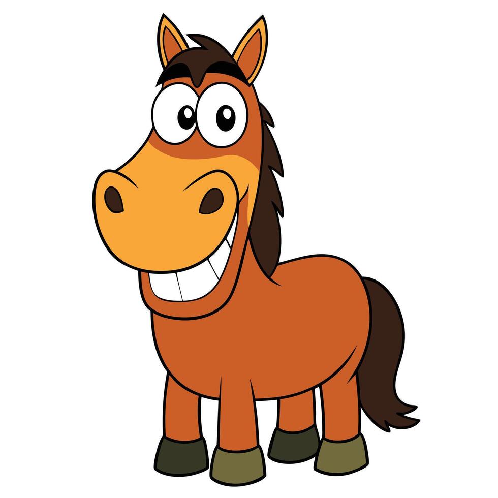 Cartoon horse character with a big smile illustration vector