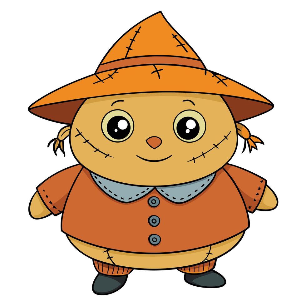 Cute cartoon scarecrow illustration for autumn or halloween related designs and projects vector