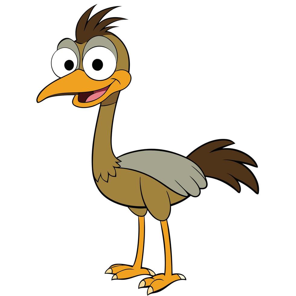 Happy cartoon ostrich character isolated on white background illustration vector