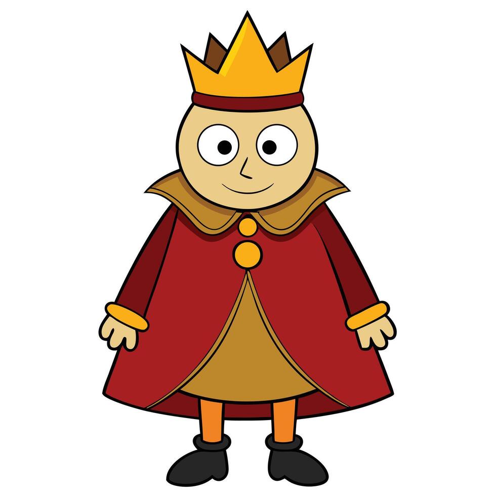 Cartoon king illustration wearing a crown and robe with simple design vector