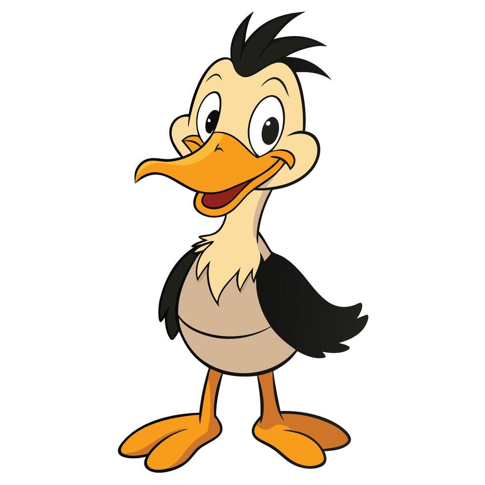 Cartoon duck illustration funny and friendly waterfowl character isolated on white vector