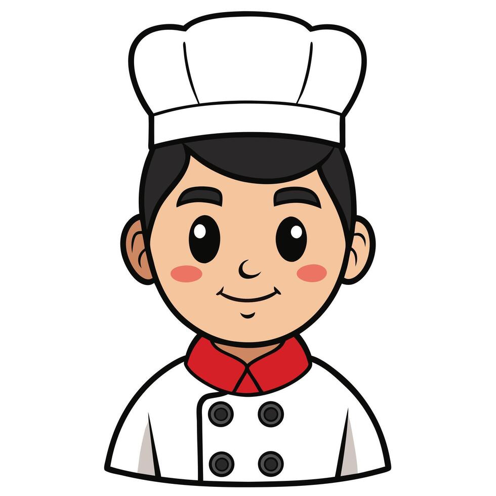 Smiling cartoon chef character in uniform cute food service design element vector