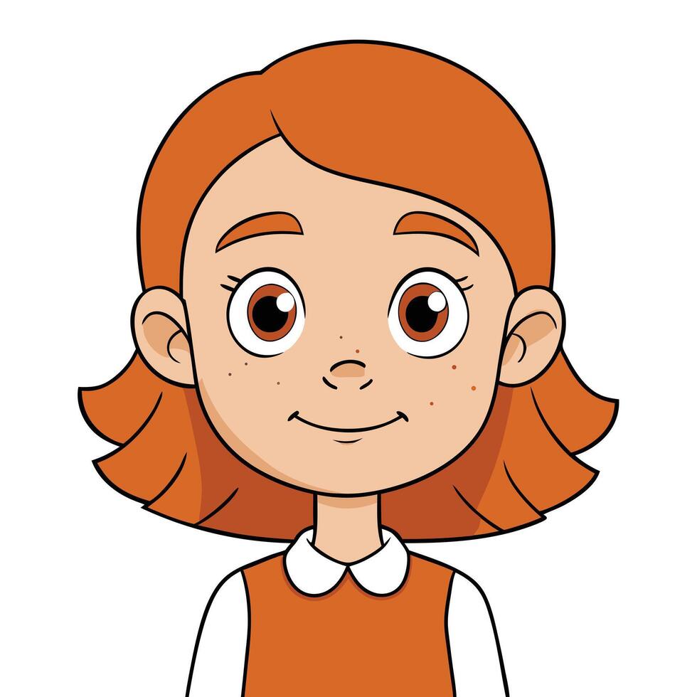 Cartoon portrait of a girl with freckles and red hair vector