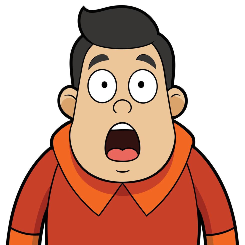 Cartoon man with shocked expression comic style avatar illustration vector