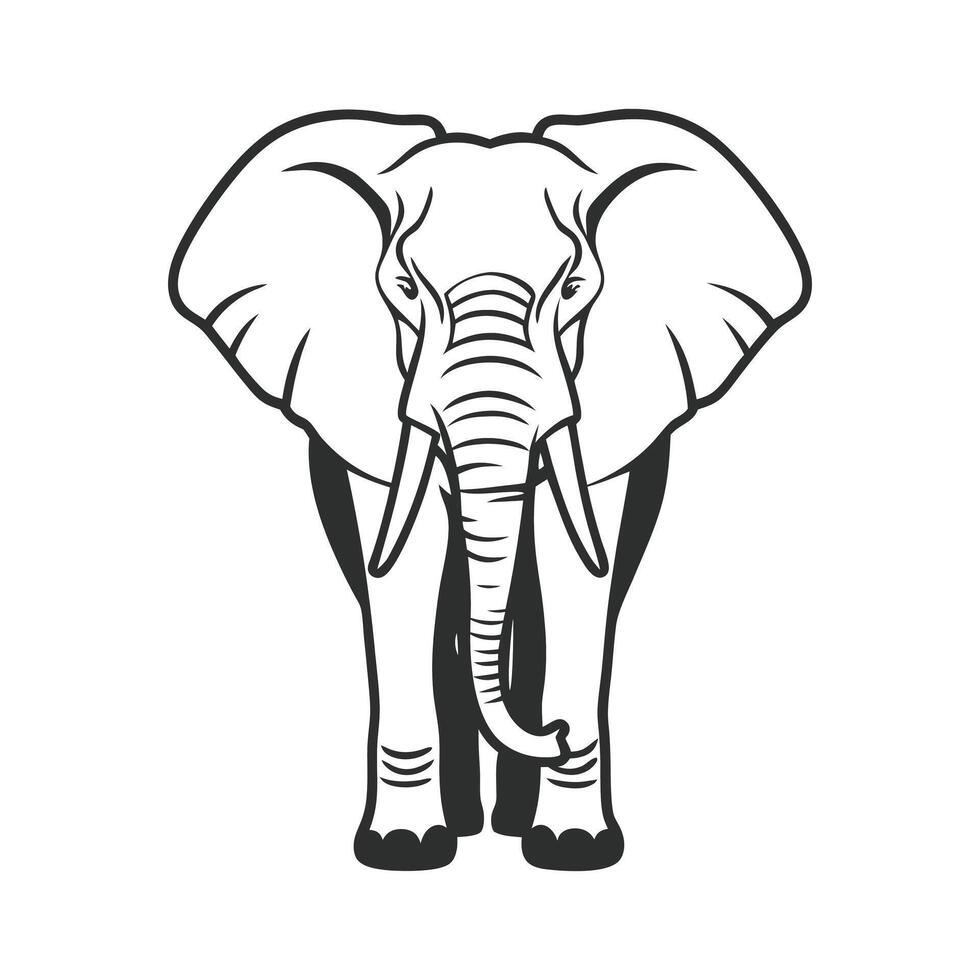 Elephant Black and White Minimalist Wildlife Design vector