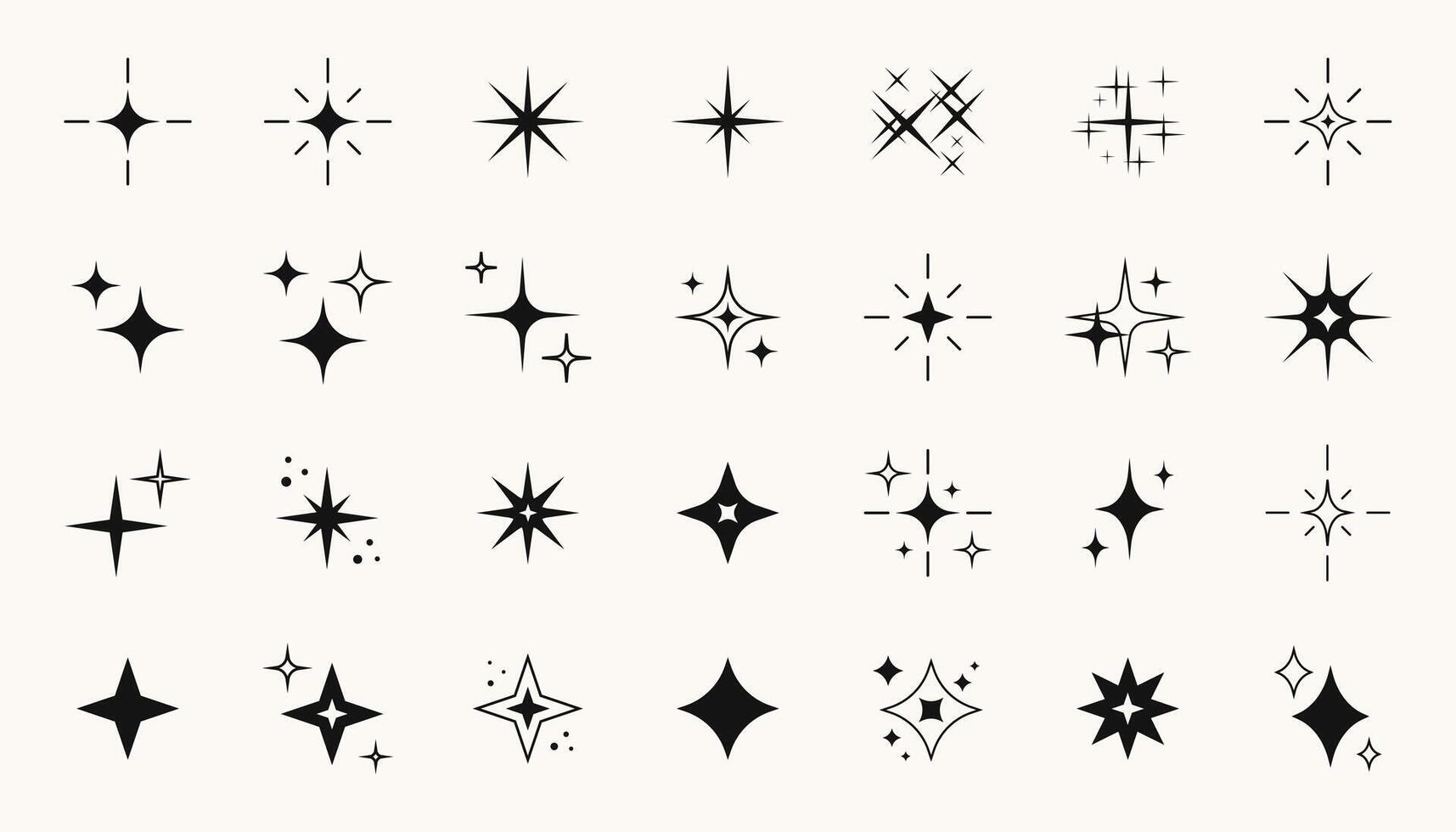 Retro y2k star and blinks shapes, futuristic abstract symbols with dots and lines. design futuristic 2000s aesthetics elements set. vector
