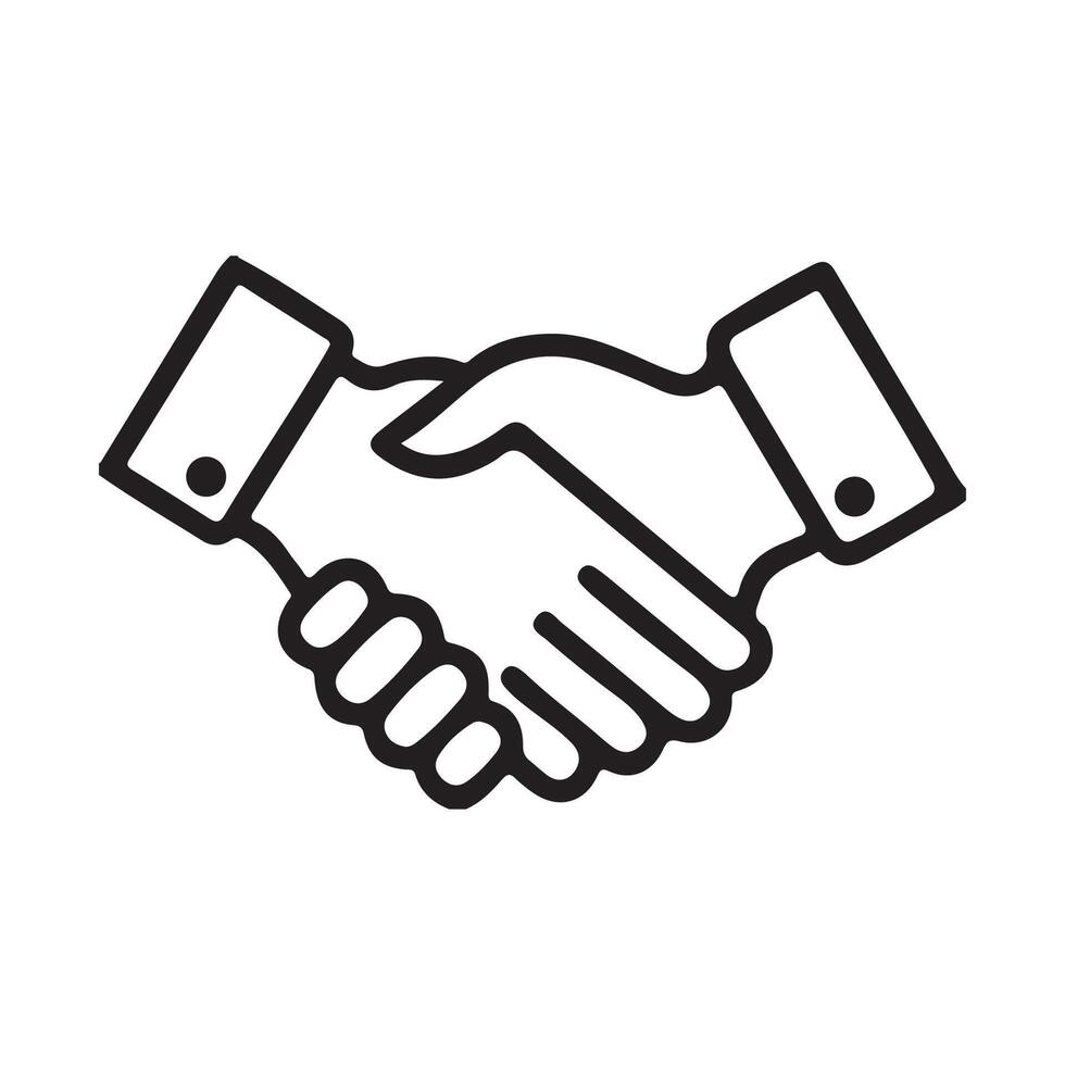 Business agreement handshake or friendly handshake line art icon vector