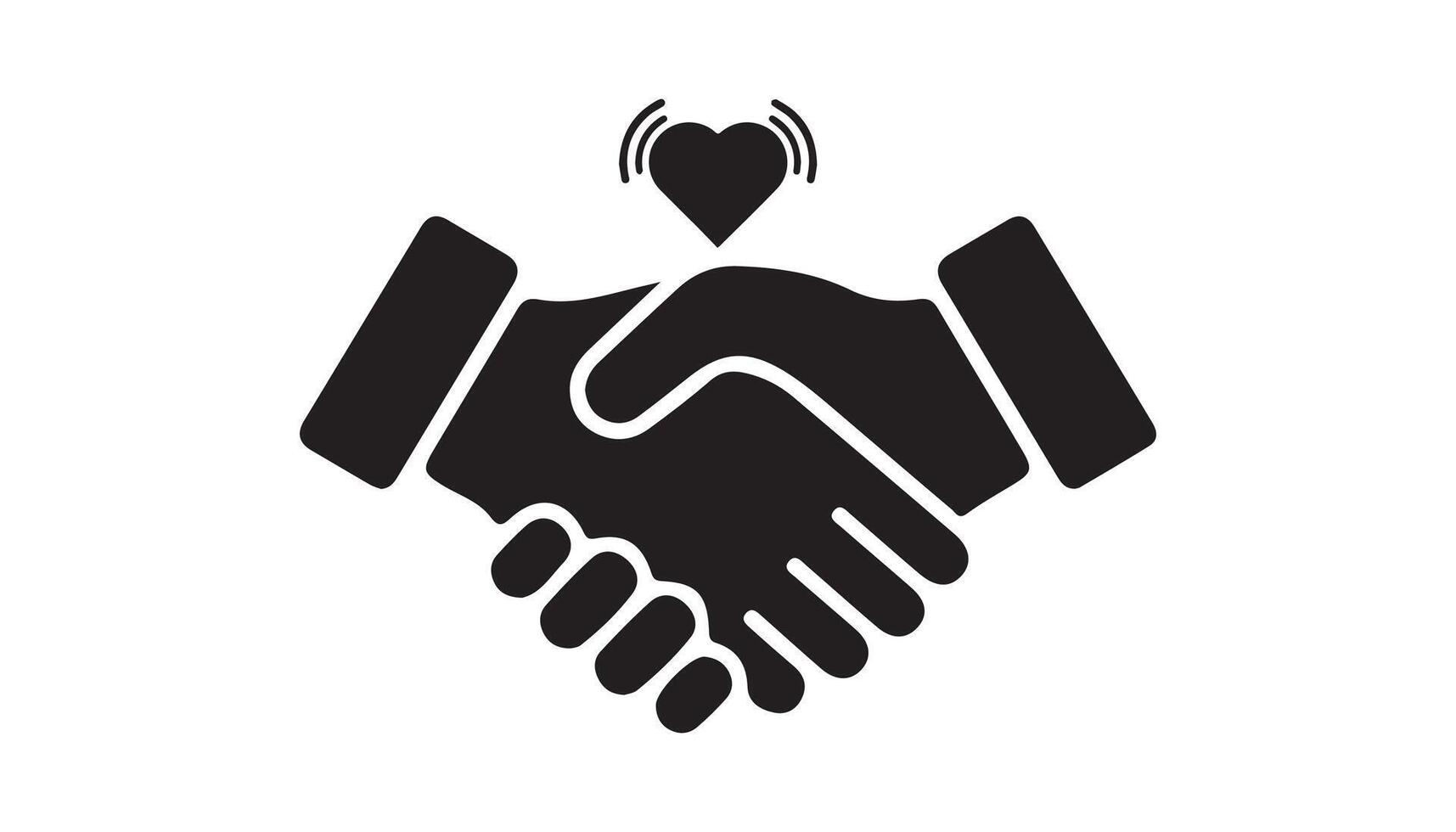handshake in heart icon illustration vector
