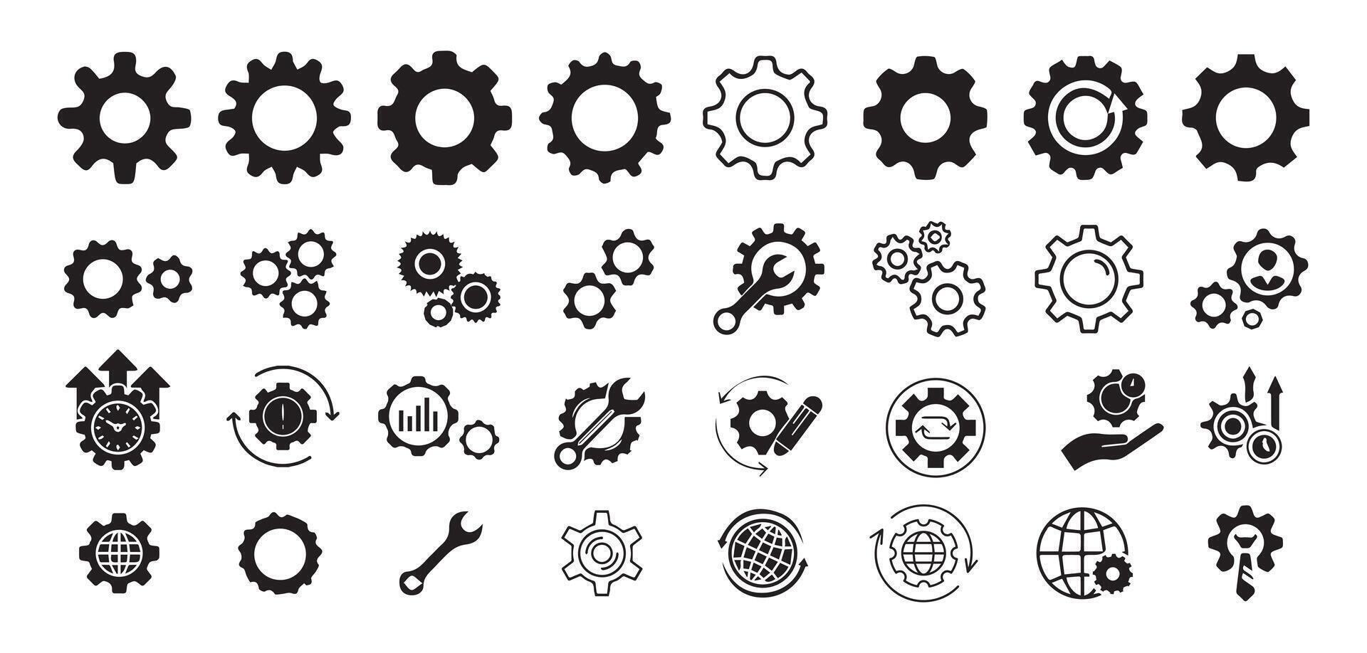 Gear setting icon set. Cog wheel icon. Gear wheel icon. Gear setting icon collection. Illustration vector