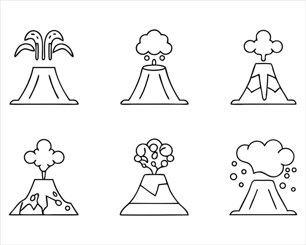 Volcano icon set vector
