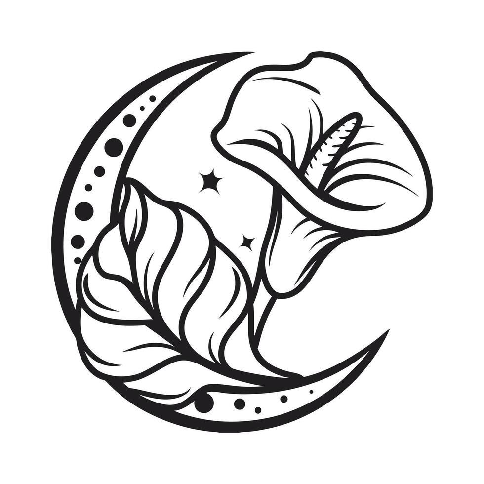 Celestial Calla Lily and Moon Design vector