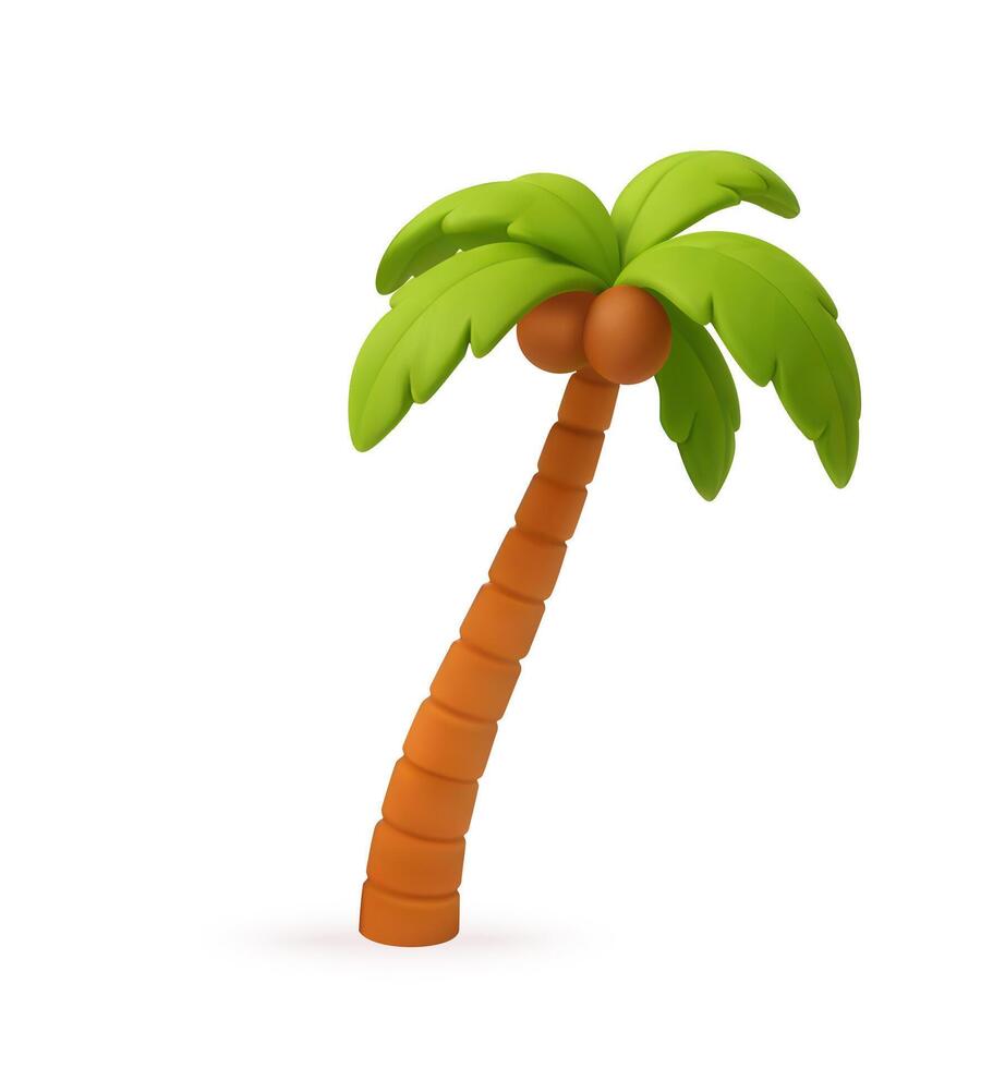 3D Cute cartoon tropical palm tree vector