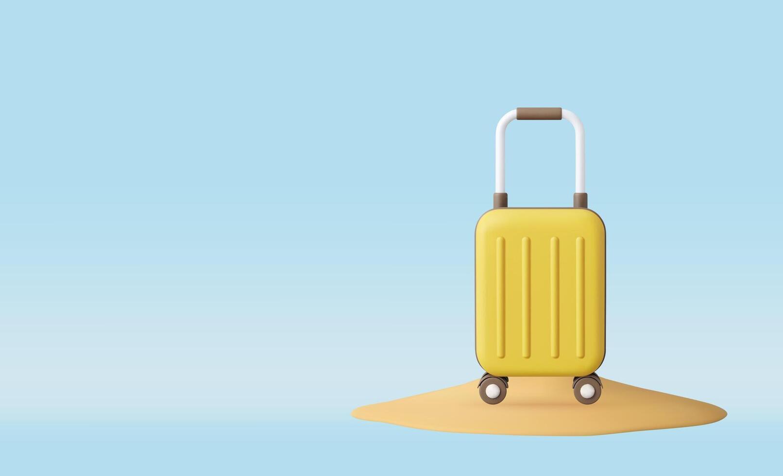 3d Suitcase on sand beach vector
