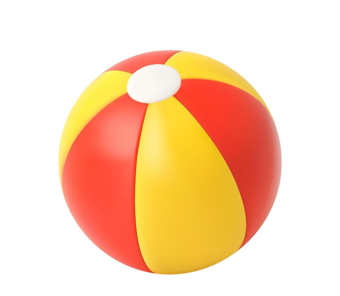 3d Beach ball. Inflatable swimming pool ball. vector