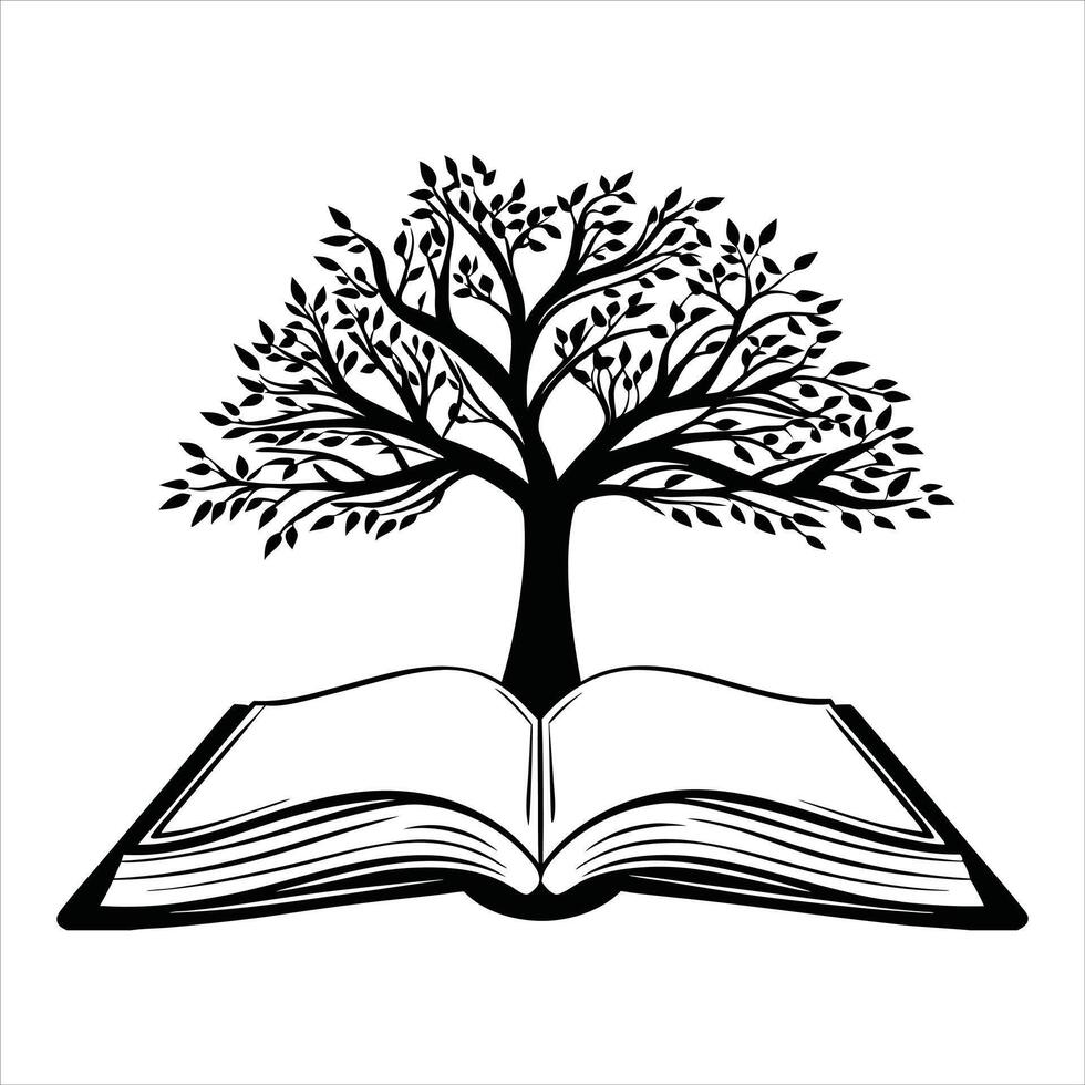 Tree on Open Book Art vector