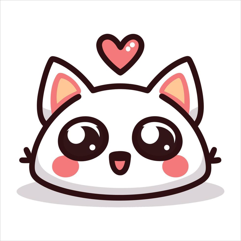 cute cartoon cat kawaii style big eyes chibi vector