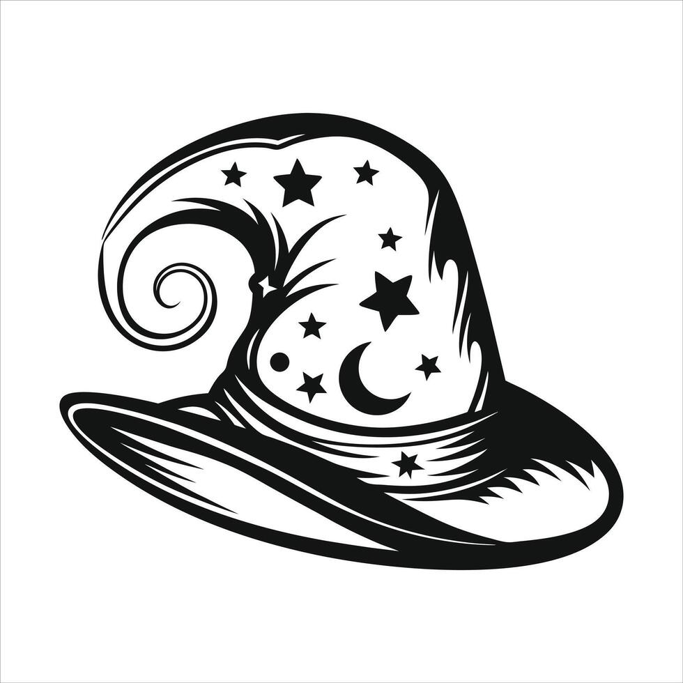 Witch Hat with Moon and Stars vector