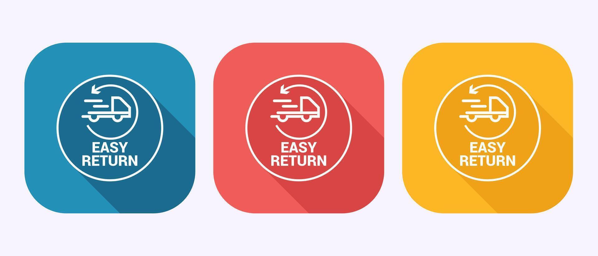 Easy return icon design, Easy return label in shadow button design vector