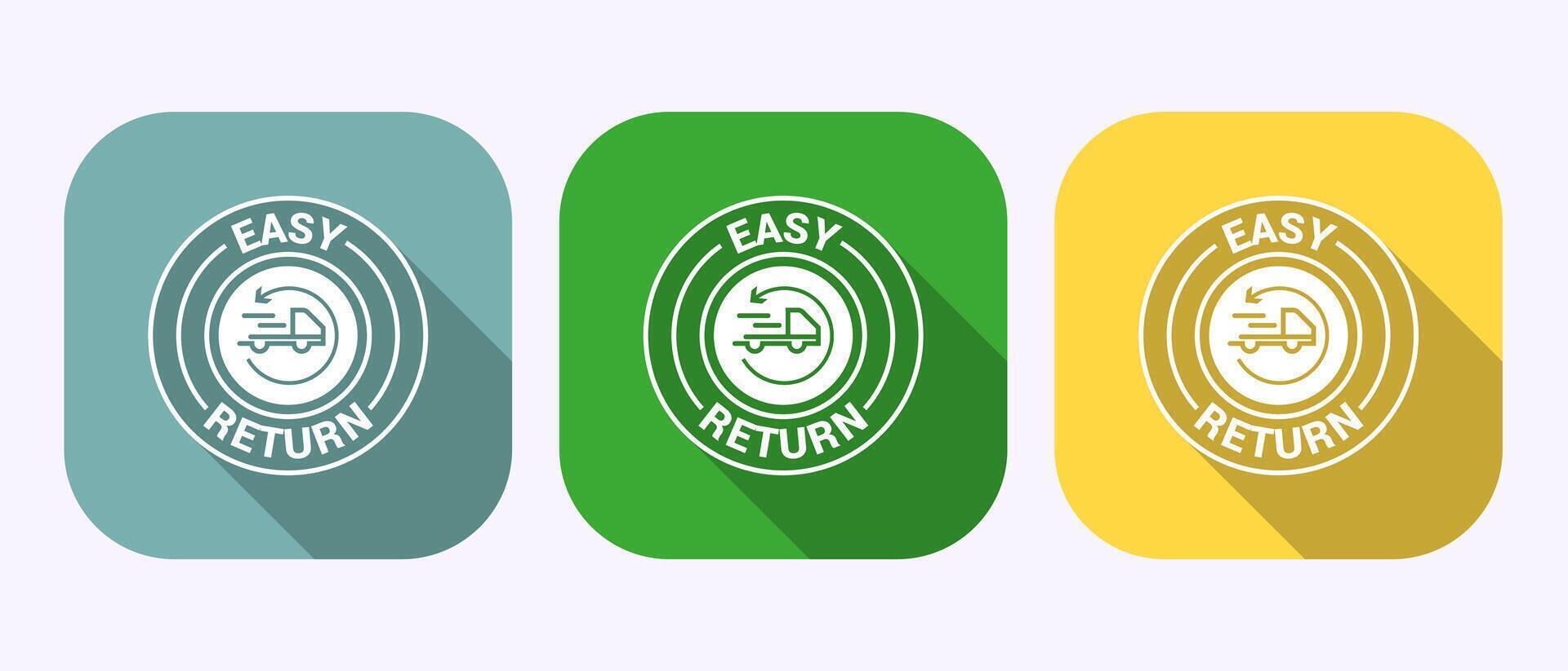 Easy return icon illustration, Easy return label in shadow button design vector