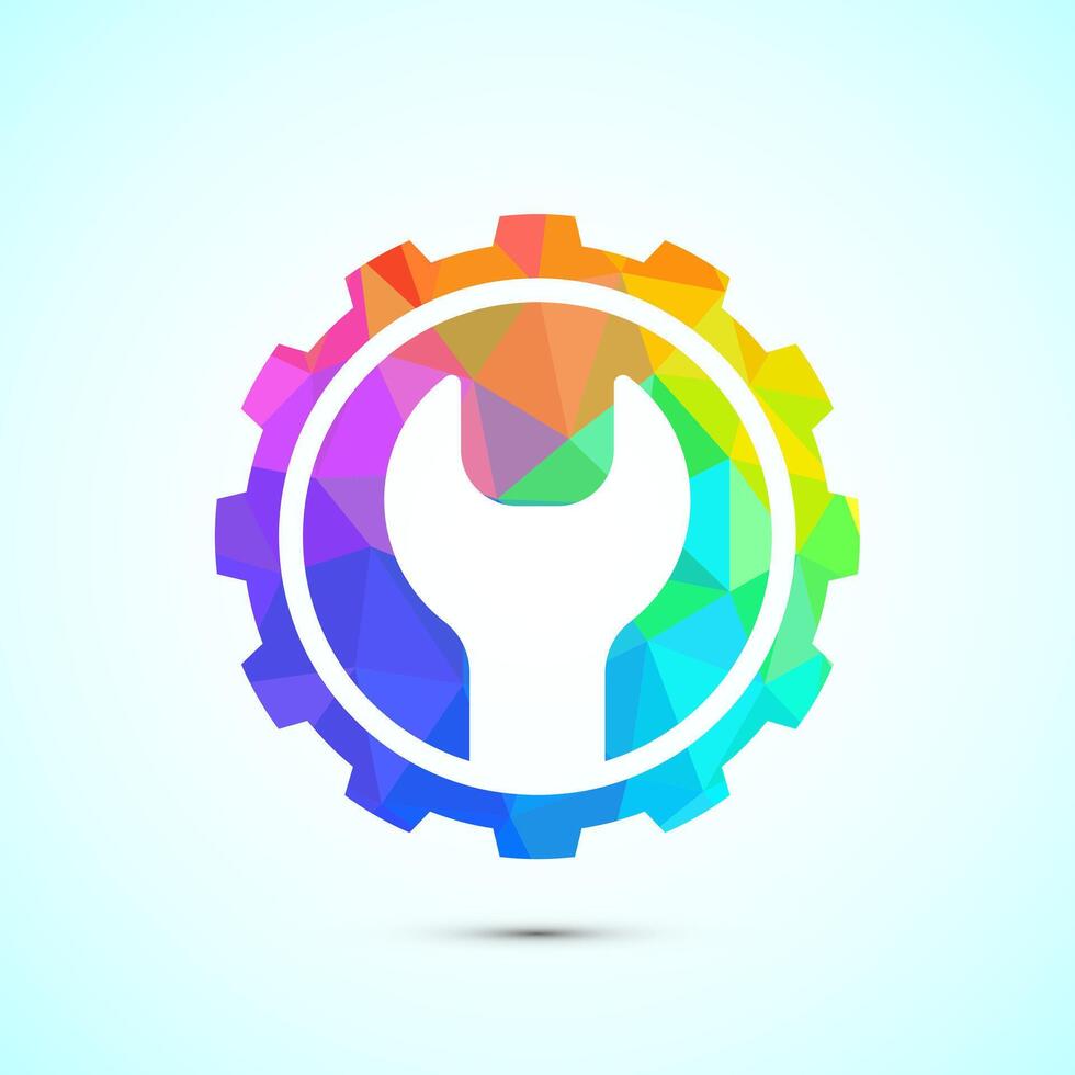 Service icon design, maintenance tools sign in low poly style vector