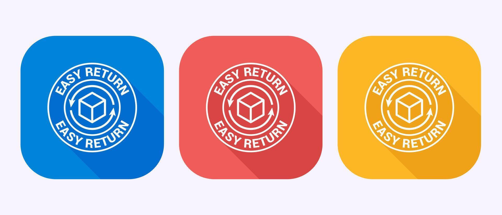 Easy return icon design, Easy return label sign in shadow button design vector