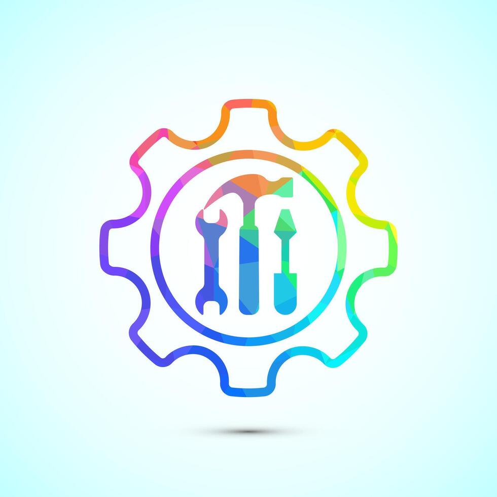Service icon, maintenance tools sign symbol in low poly style vector