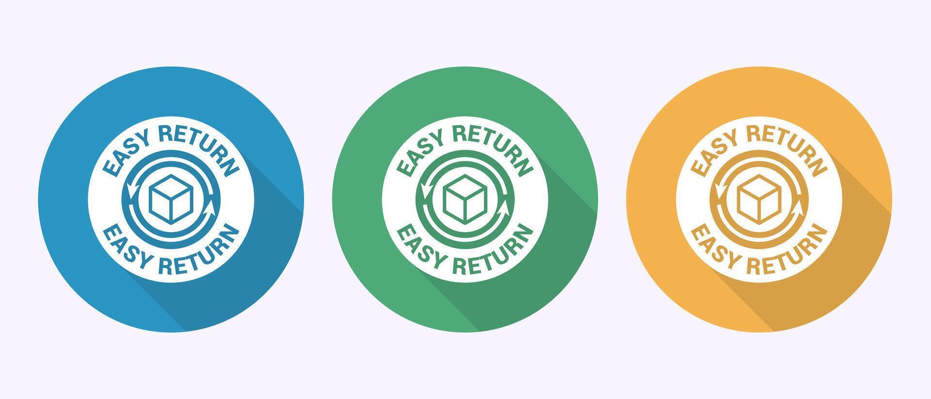 Easy return icon illustration, Easy return label sign in shadow button design vector