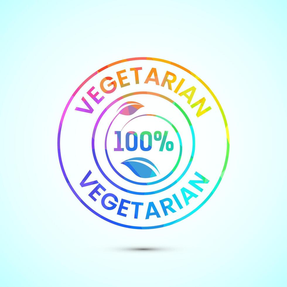 100 percent vegetarian icon design illustration, Vegan product label in low poly style vector