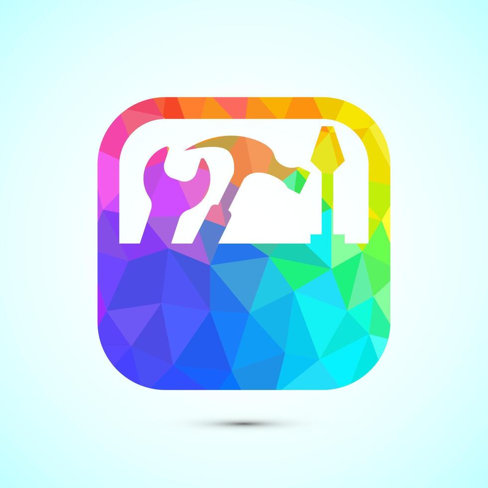 Service icon design illustration, maintenance tools sign in low poly style vector