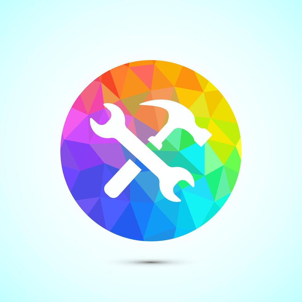 Service icon illustration, maintenance tools sign symbol in low poly style vector
