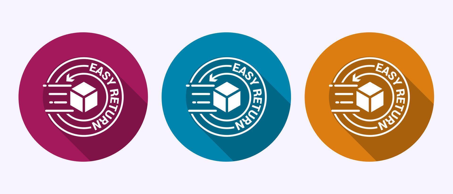Easy return icon design illustration, Easy return label in shadow button design vector