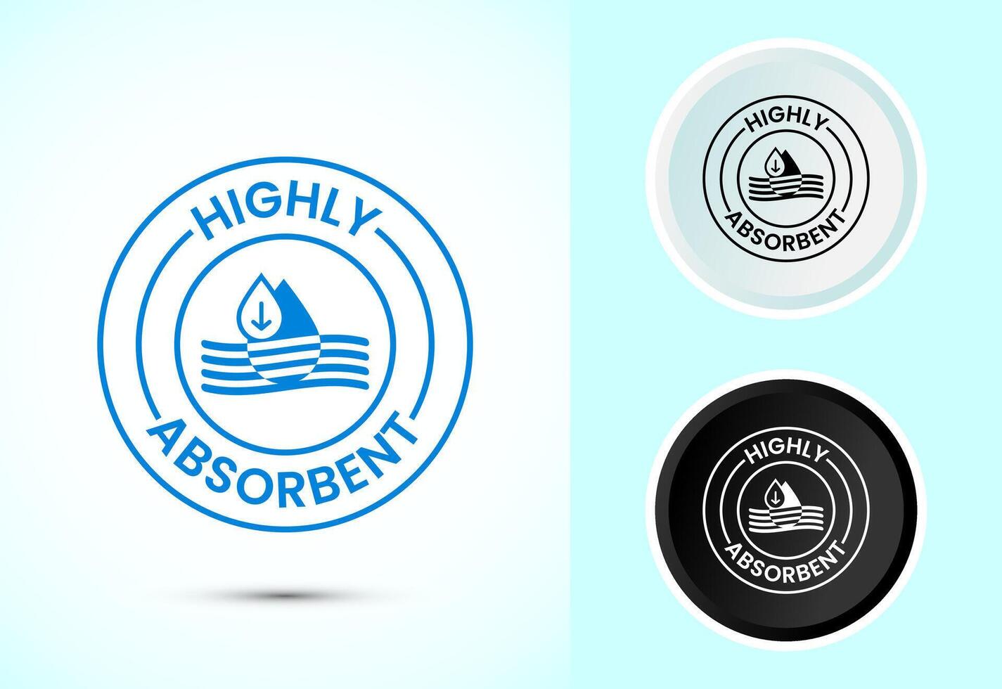 Water absorbent icon illustration, Water drop absorb sign symbol in color black and white vector