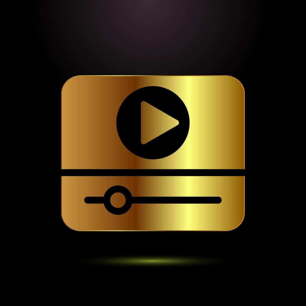icon illustration. camera icon, camera symbol, movie sign in gold color style vector