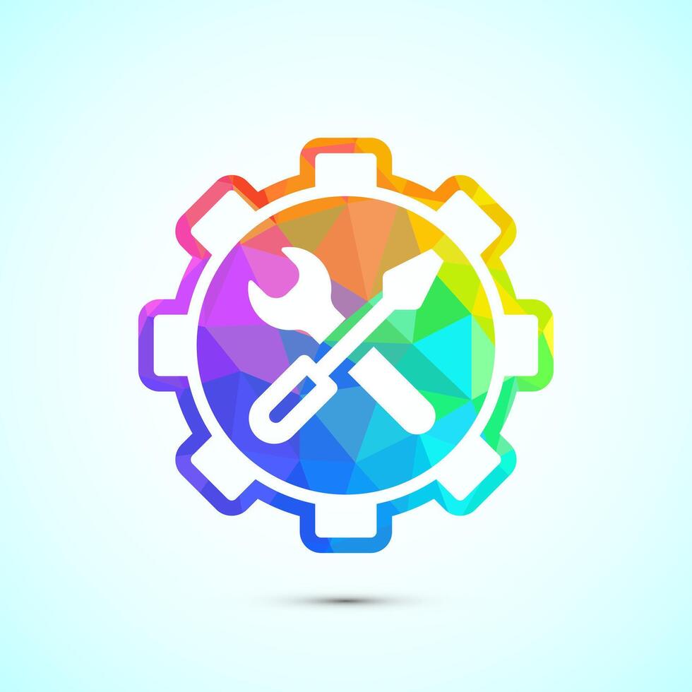 Service icon design illustration, maintenance tools symbol in low poly style vector