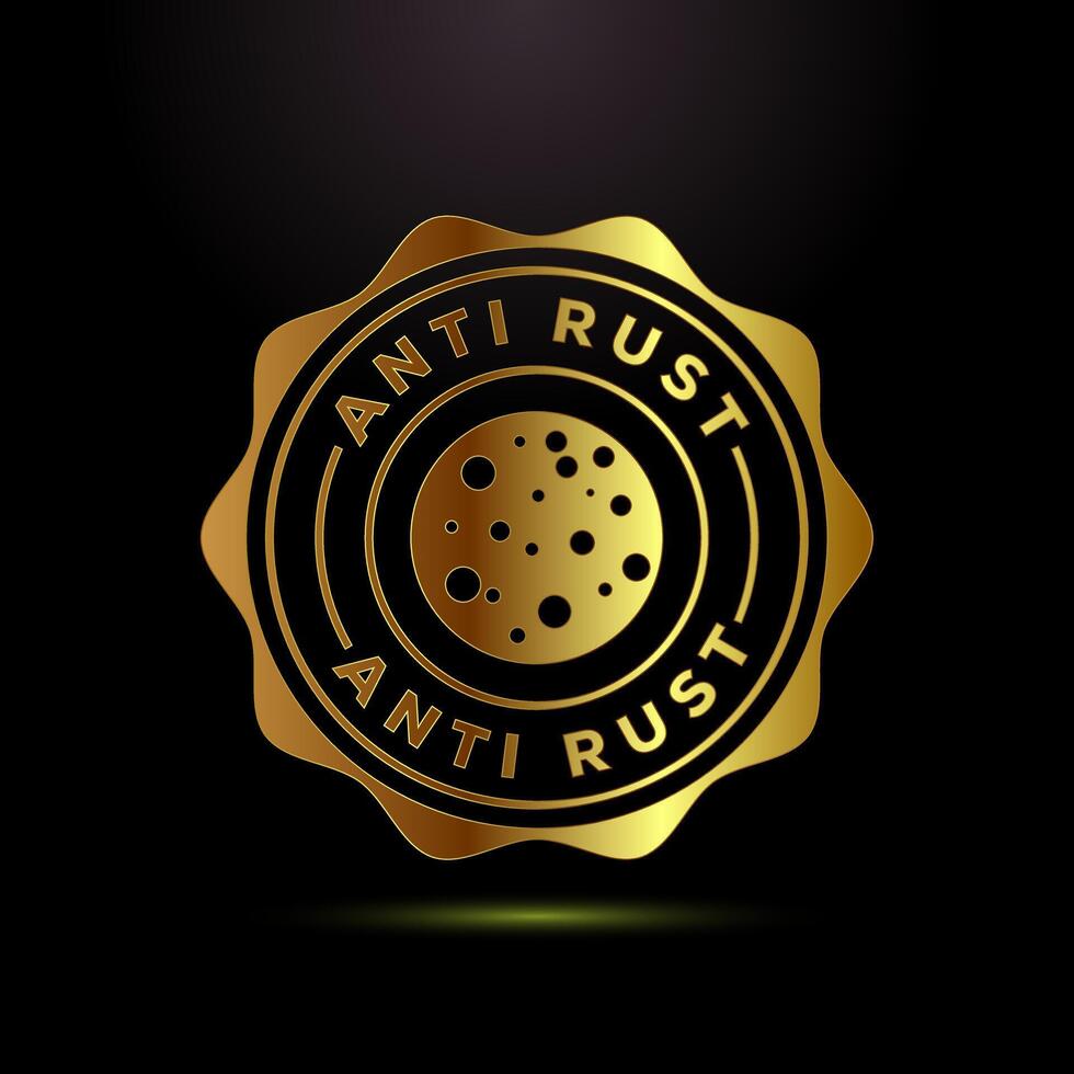 Anti rust icon illustration. Rust resistant symbol in gold color style vector