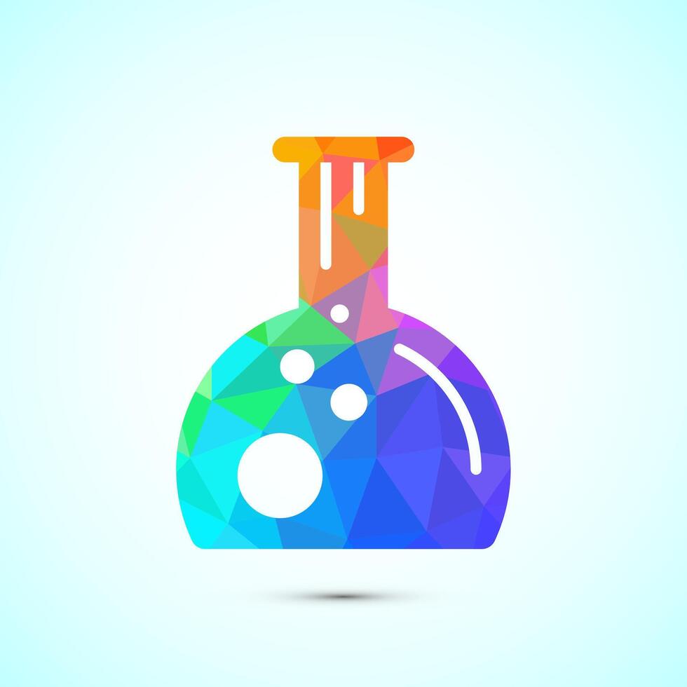 Lab flask icon design, chemical flask icon sign in low poly style vector