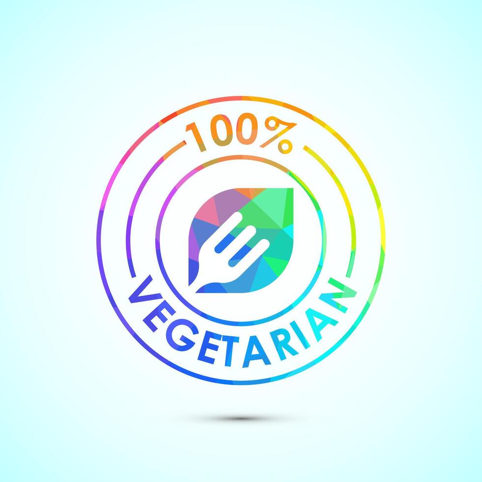 100 percent vegetarian icon design, Vegan product badge in low poly style vector