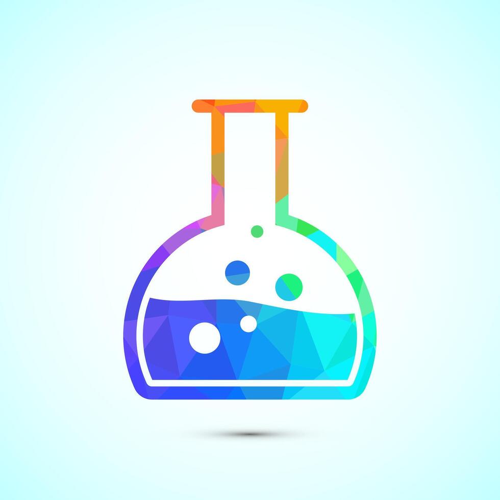 Lab flask icon design illustration, chemical flask sign symbol in low poly style vector
