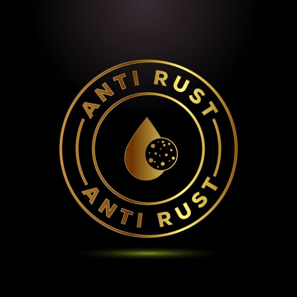 Anti rust icon. Anti oxidation sign, Rust resistant symbol in gold color style vector