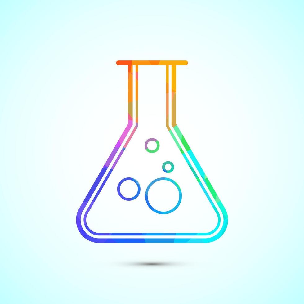 Lab flask icon design illustration, chemical flask icon symbol in low poly style vector