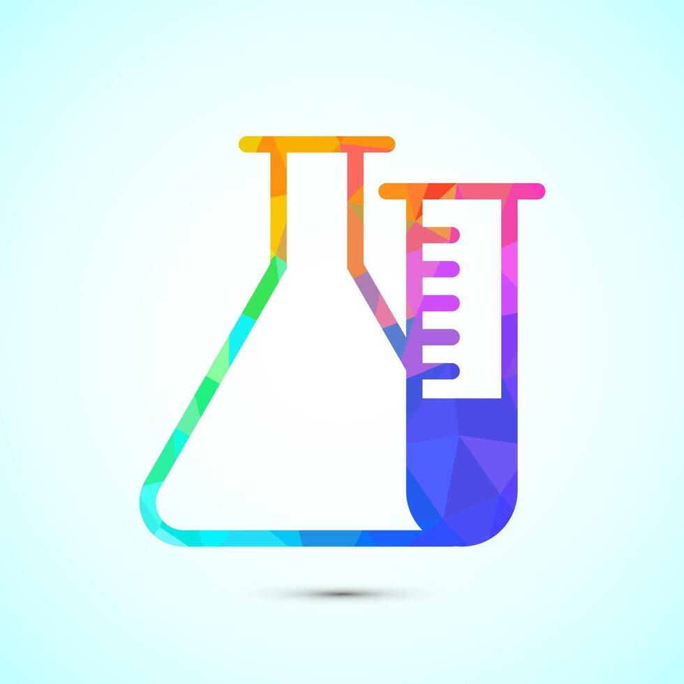 Lab flask icon design illustration, chemical flask icon sign in low poly style vector