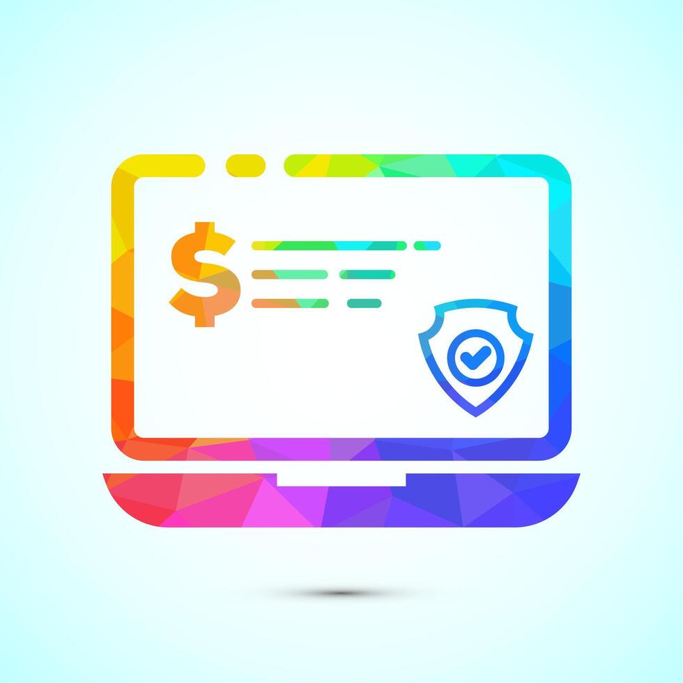 Secure payment icon, Payment safety sign symbol in low poly style vector